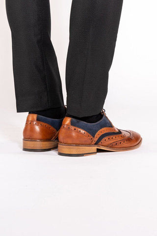 Marc Darcy Murray Tan Leather Suede Contrast Brogue Shoe - Shoes