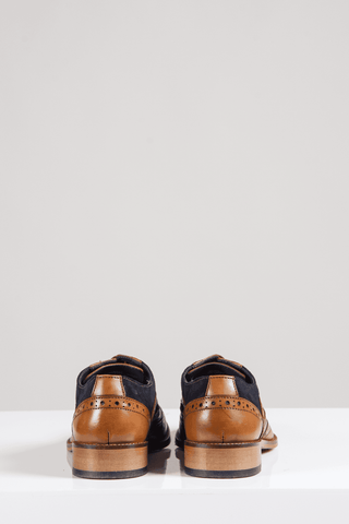 Marc Darcy Murray Tan Leather Suede Contrast Brogue Shoe - Shoes