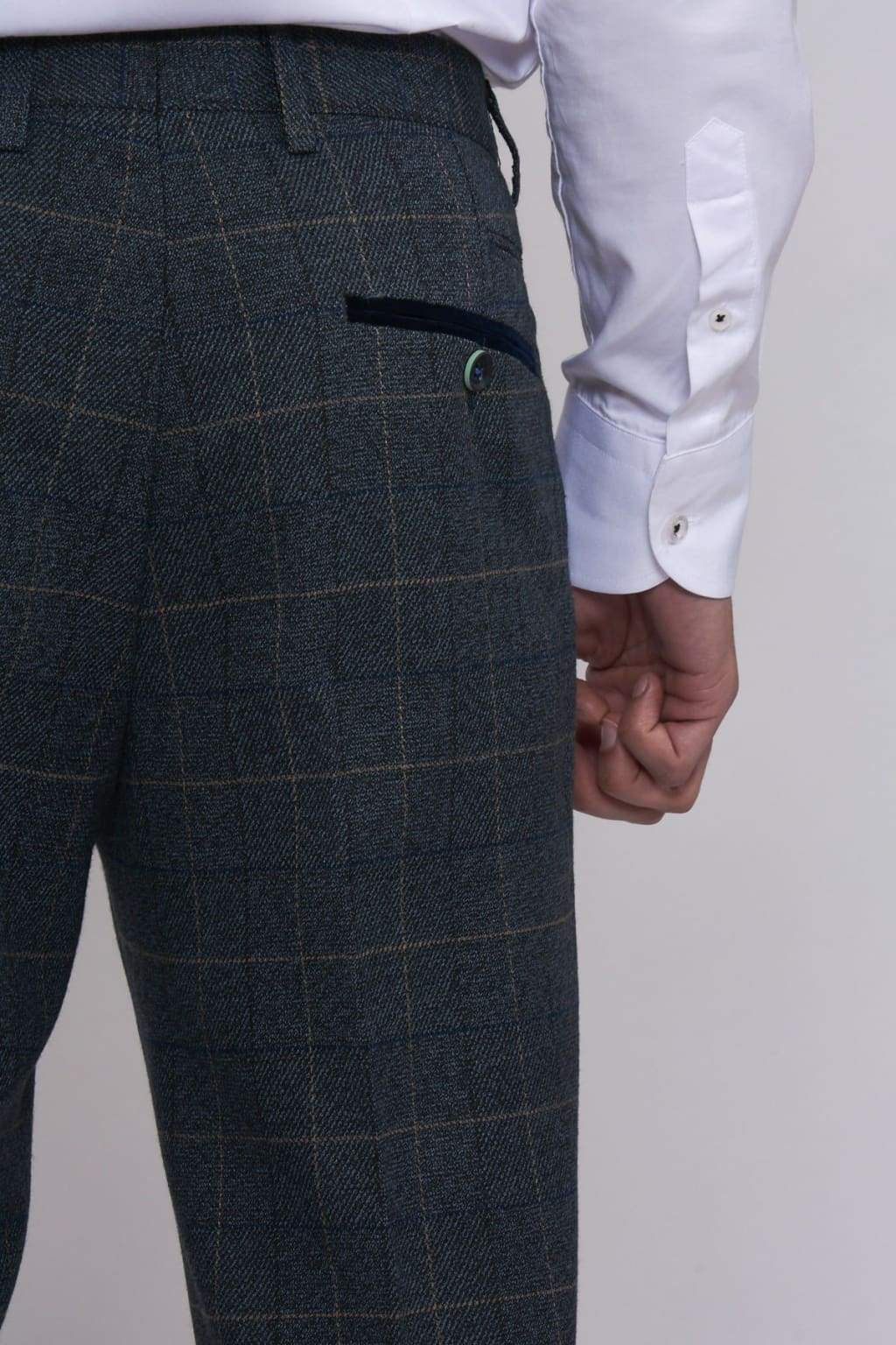 Marc Darcy Scott Blue Check Three Piece Suit - Suit & Tailoring