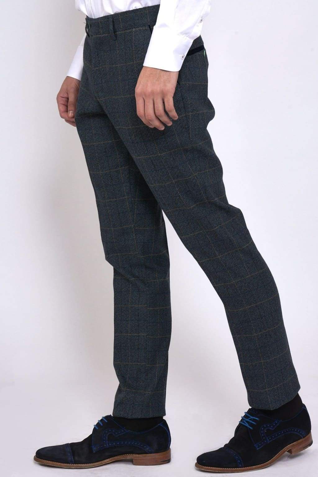 Marc Darcy Scott Blue Check Three Piece Suit - Suit & Tailoring