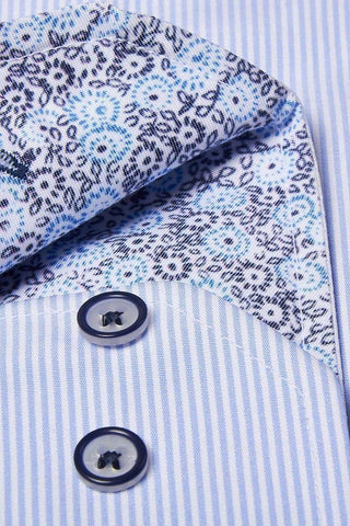 Marc Darcy Shelby Sky Blue Stripe Penny Collar Shirt - Shirts