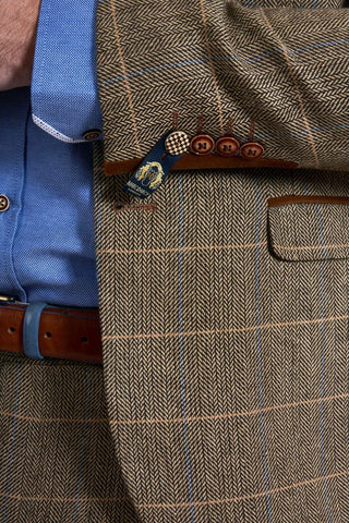 Marc Darcy TED Tan Heritage Tweed Check Two Piece Suit - Suit & Tailoring