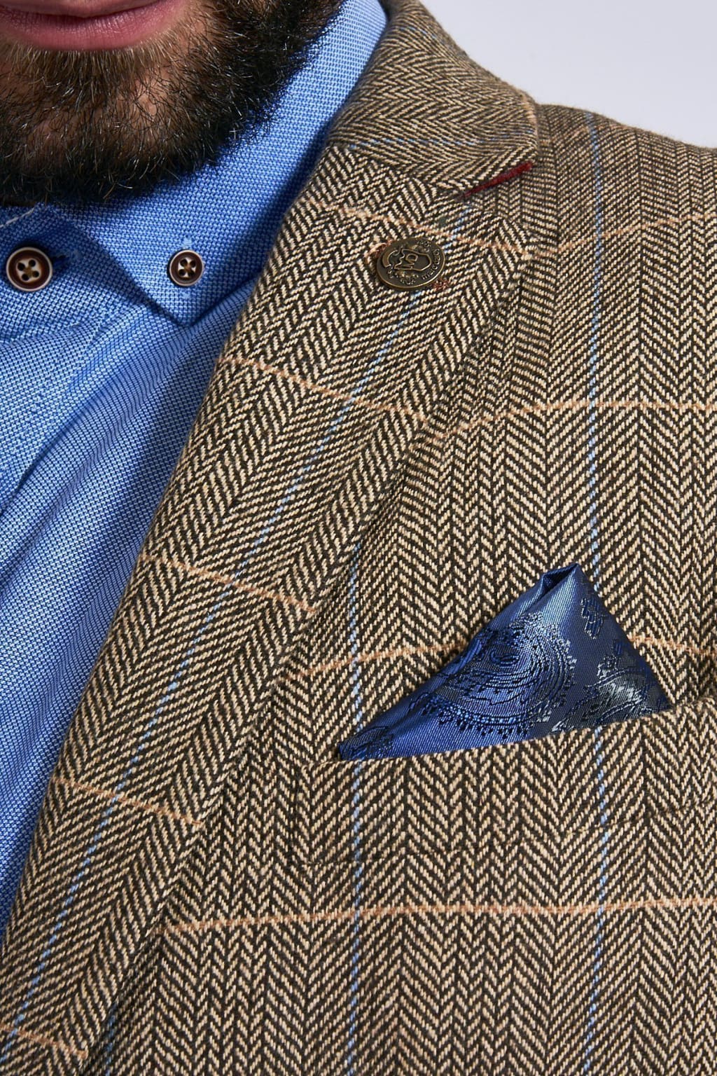 Marc Darcy TED Tan Heritage Tweed Check Two Piece Suit - Suit & Tailoring