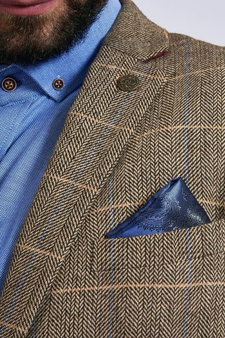 Marc Darcy TED Tan Heritage Tweed Check Two Piece Suit - Suit & Tailoring