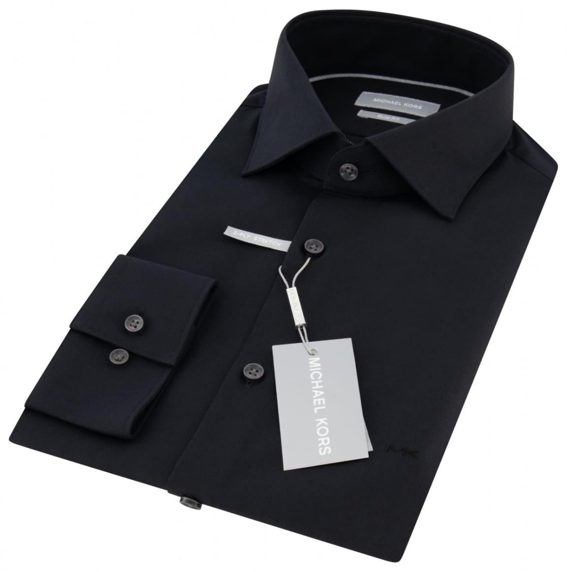 Michael Kors Black Premium Poplin Stretch Slim Fit Shirt - Shirts