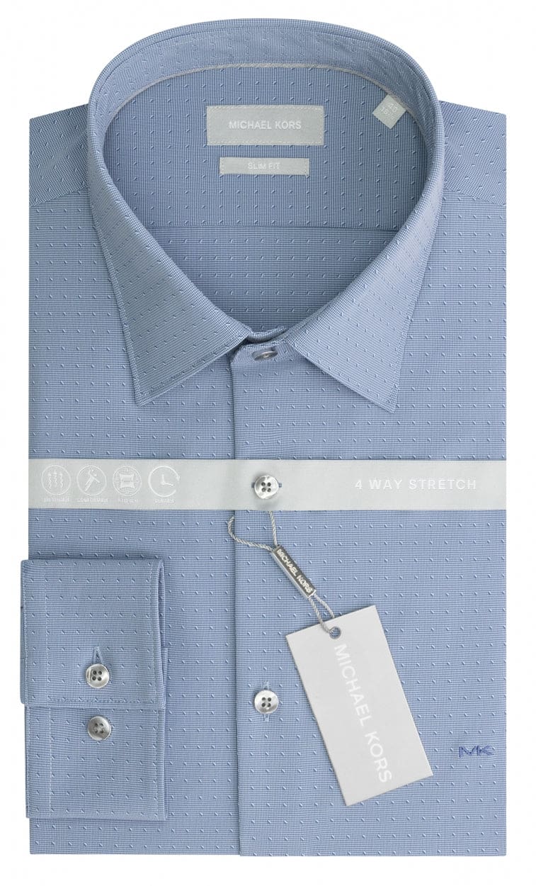 Michael Kors Delft Performance Dobby Stretch Slim Fit Shirt - 14.5 - Shirts