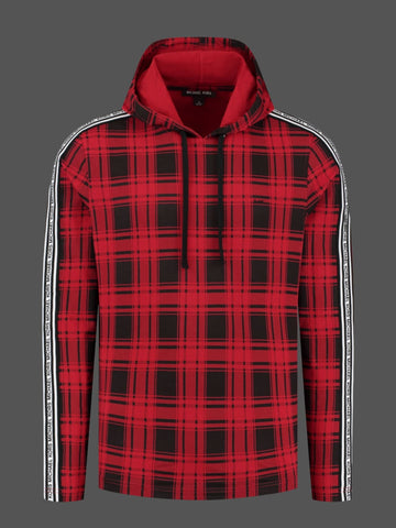 Michael Kors Red Printed Check Casual Lounge Hoodie - Hoodie