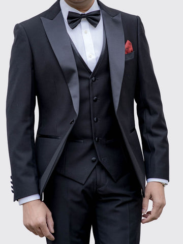 Paul Andrew Harry Black Slim Fit Tuxedo Waistcoat - Waistcoats