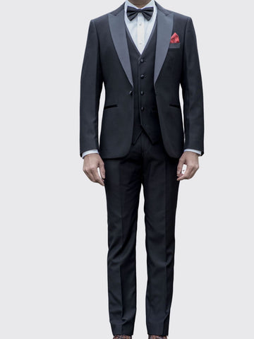 Paul Andrew Harry Black Slim Fit Tuxedo Waistcoat - Waistcoats