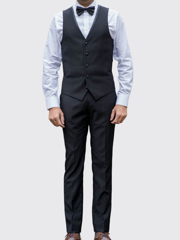 Paul Andrew Harry Black Slim Fit Tuxedo Waistcoat - Waistcoats