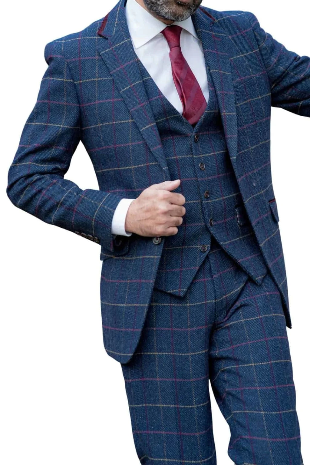 Skopes Doyle Navy Check Tweed Wool Blend 3 Piece Suit - Suit & Tailoring