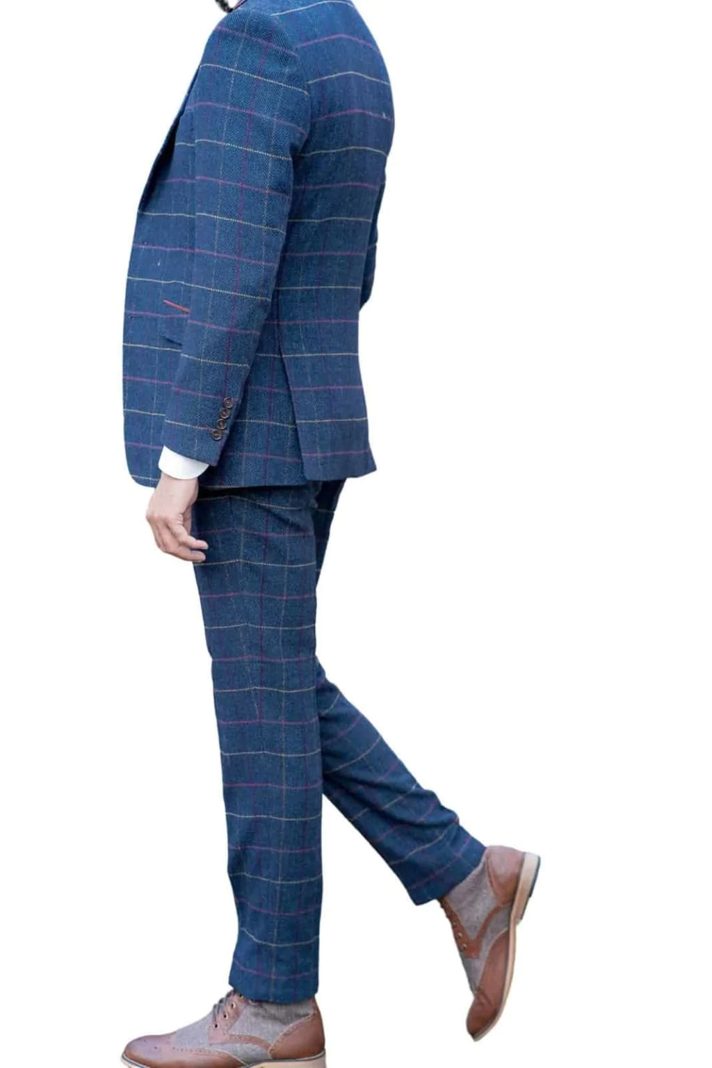 Skopes Doyle Navy Check Tweed Wool Blend 3 Piece Suit - Suit & Tailoring