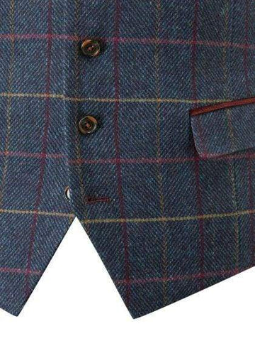 Spokes Doyle Navy Check Suit Waistcoat - Suit & Tailoring