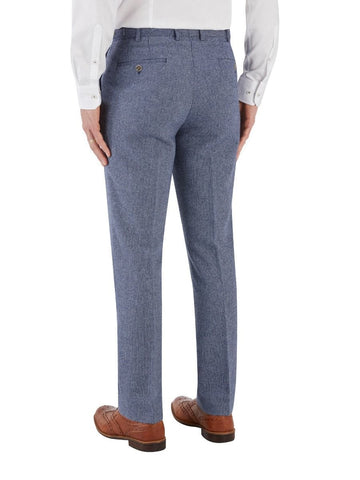 Skopes Jude Blue Herringbone Tailored Trousers - Suit & Tailoring