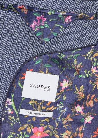 Skopes Jude Blue Herringbone Tweed Jacket - Suit & Tailoring