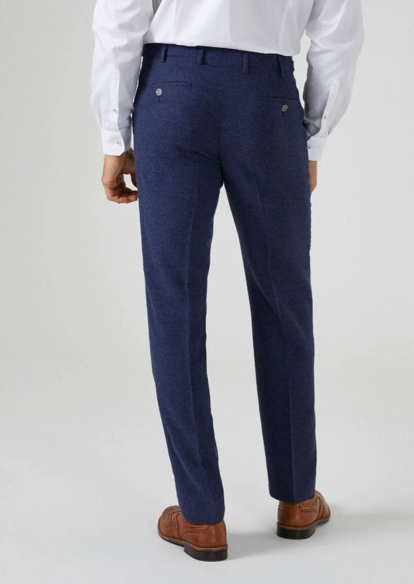 Skopes Jude Navy Herringbone Tweed Tailored Trousers - Trousers