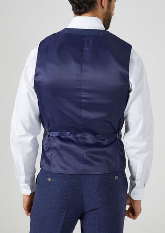 Skopes Jude Navy Herringbone Tweed Waistcoat - WAISTCOATS