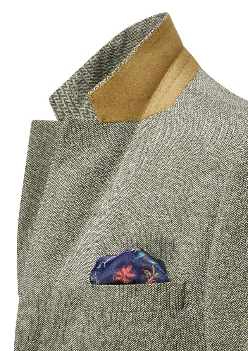 Skopes Jude Sage Green Herringbone Tweed Jacket - Suit & Tailoring