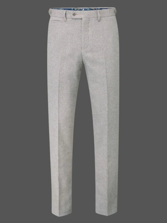 Skopes Jude Stone Beige Herringbone Tweed Tailored Trousers - 40S - Trousers 1152