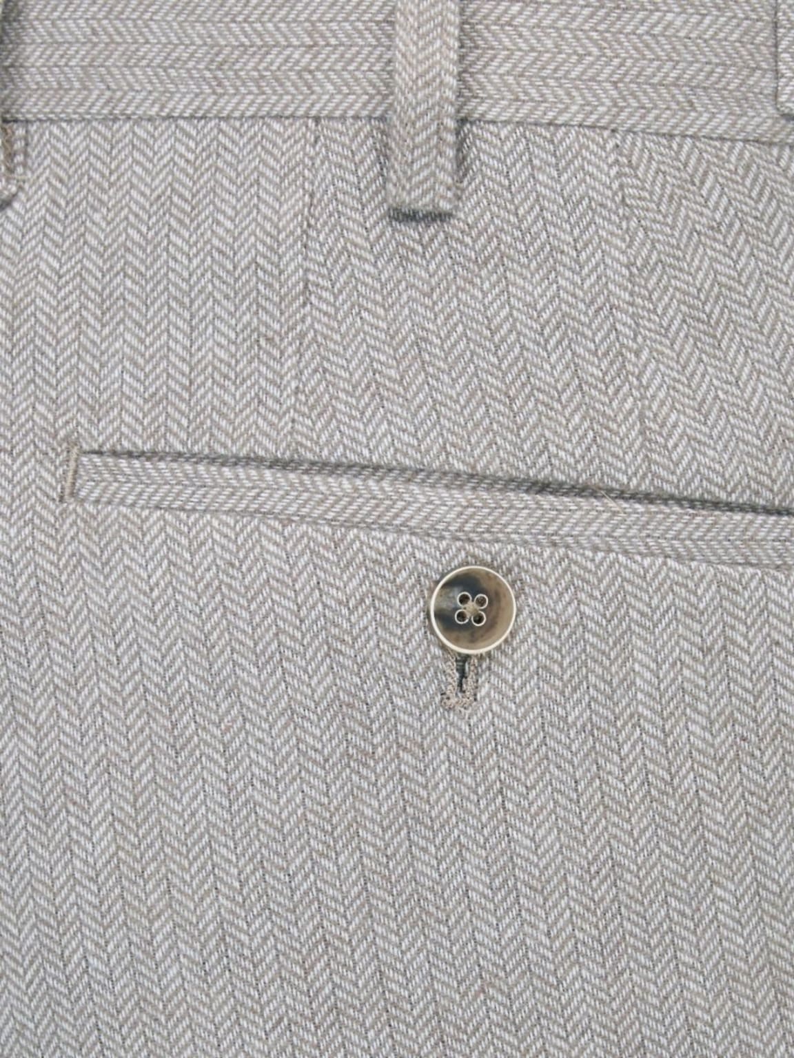 Skopes Jude Stone Beige Herringbone Tweed Tailored Trousers - Trousers