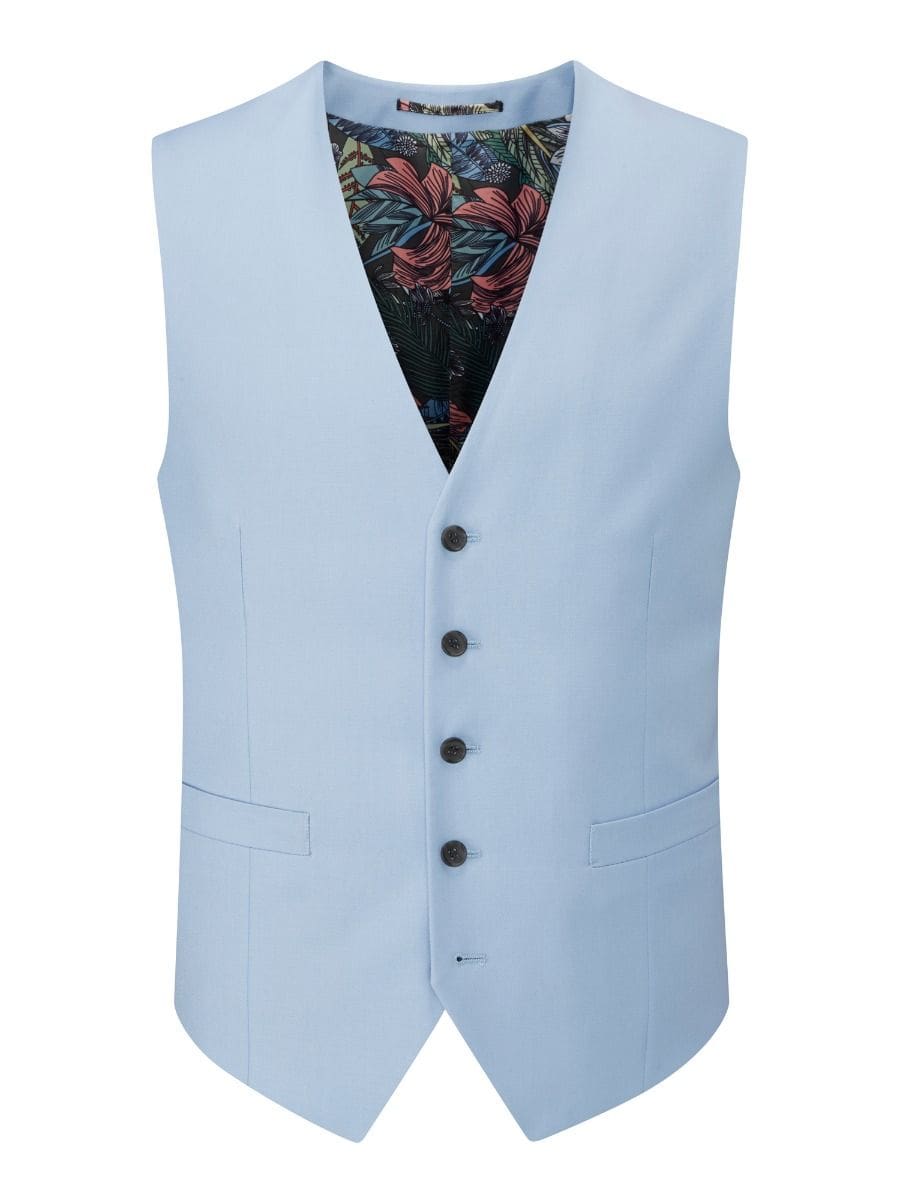 Skopes Sultano Sky Blue Slim Waistcoat - 34R - Waistcoats