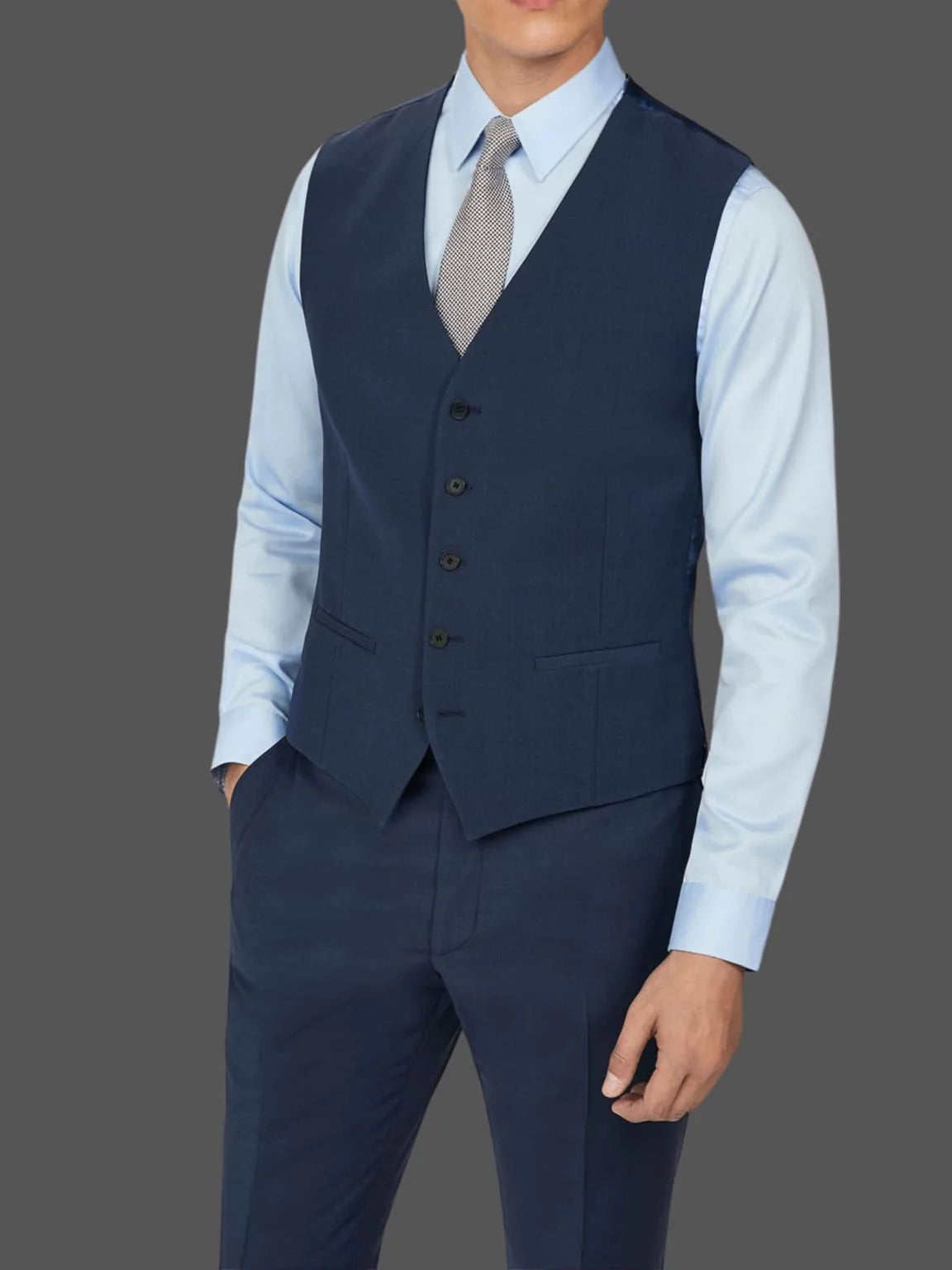 Panama Blue Slim Fit Waistcoat - 34R - WAISTCOATS