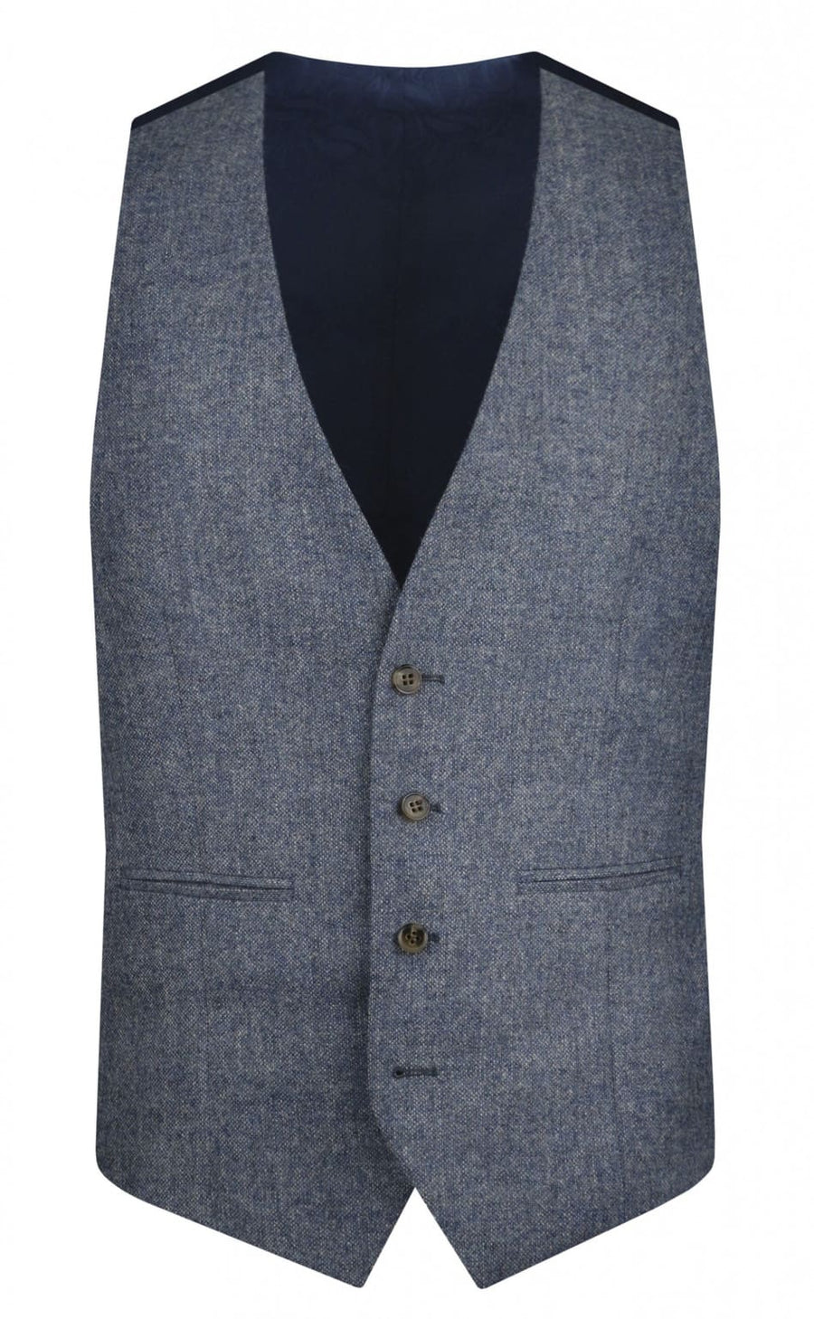 Torre Albert Blue Pure Wool Light Weight Tweed Waistcoat
