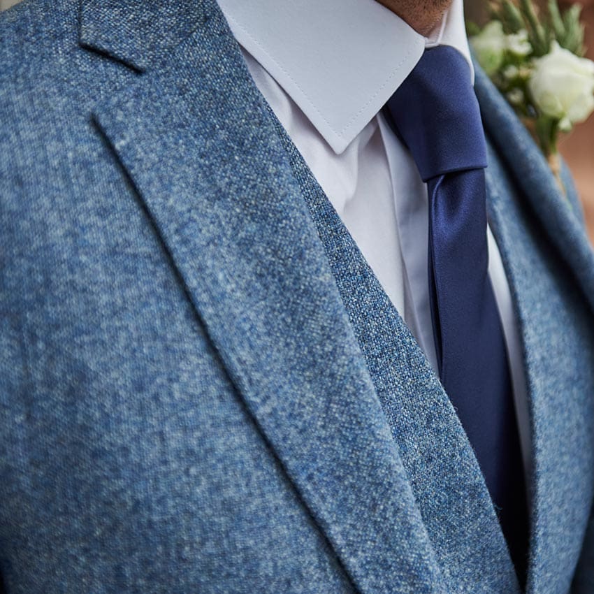 Torre Albert Light Blue 3 Piece Pure British Wool Tweed Suit - Suit & Tailoring