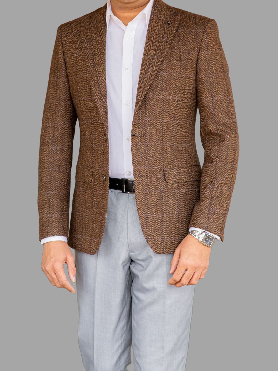 Torre Alex Premium Pure Wool Men’s Brown Tweed Blazer - Jackets