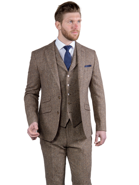 Torre Tweed Men's Grey Donegal Tweed Trousers - HIRE5 Menswear