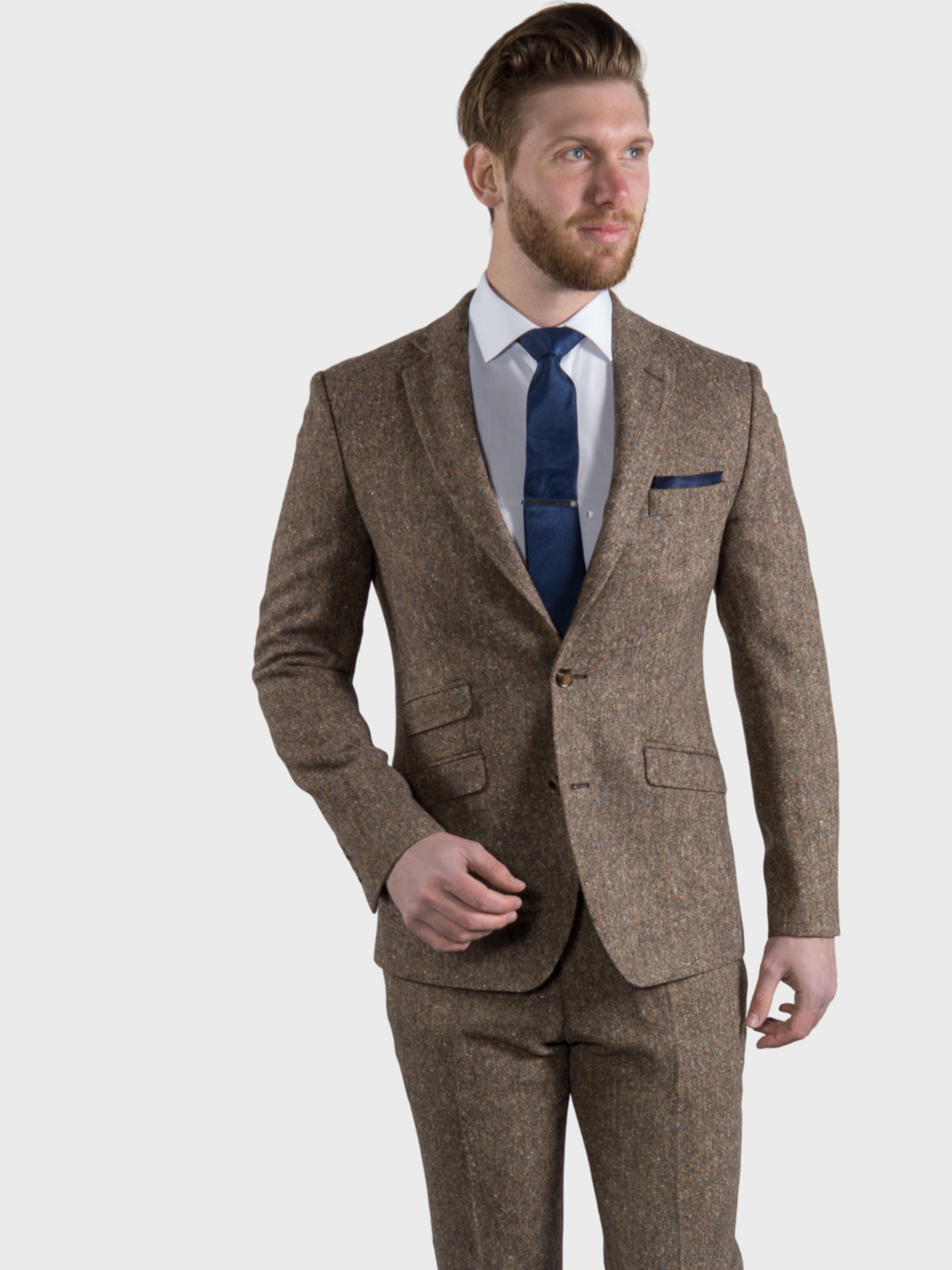 Brown Tweed Suit 100% Donegal Wool Men’s Three Piece Suit Elton by Torre - Suit & Tailoring