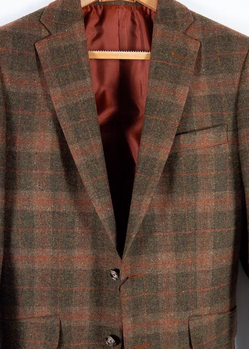 Brown Tweed Blazer 100% Wool Tailored Fit by Torre - Suit & Tailoring