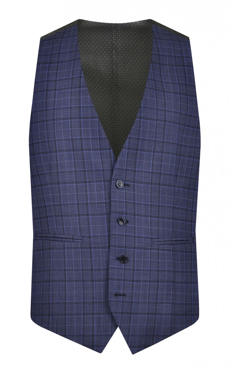 Torre Colt Blue Check Men’s Waistcoat - 34R - Suit & Tailoring