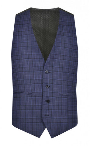 Torre Colt Blue Check Men’s Waistcoat - 34R - Suit & Tailoring