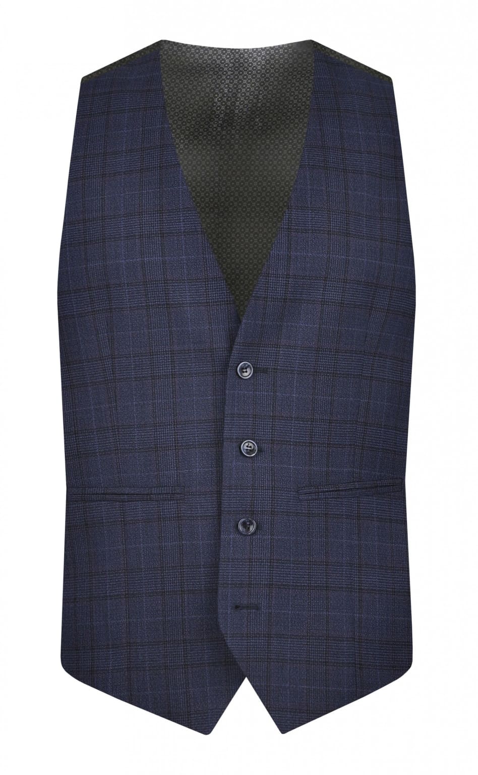 Torre Colt Navy Check Men’s Waistcoat - 34R - Suit & Tailoring