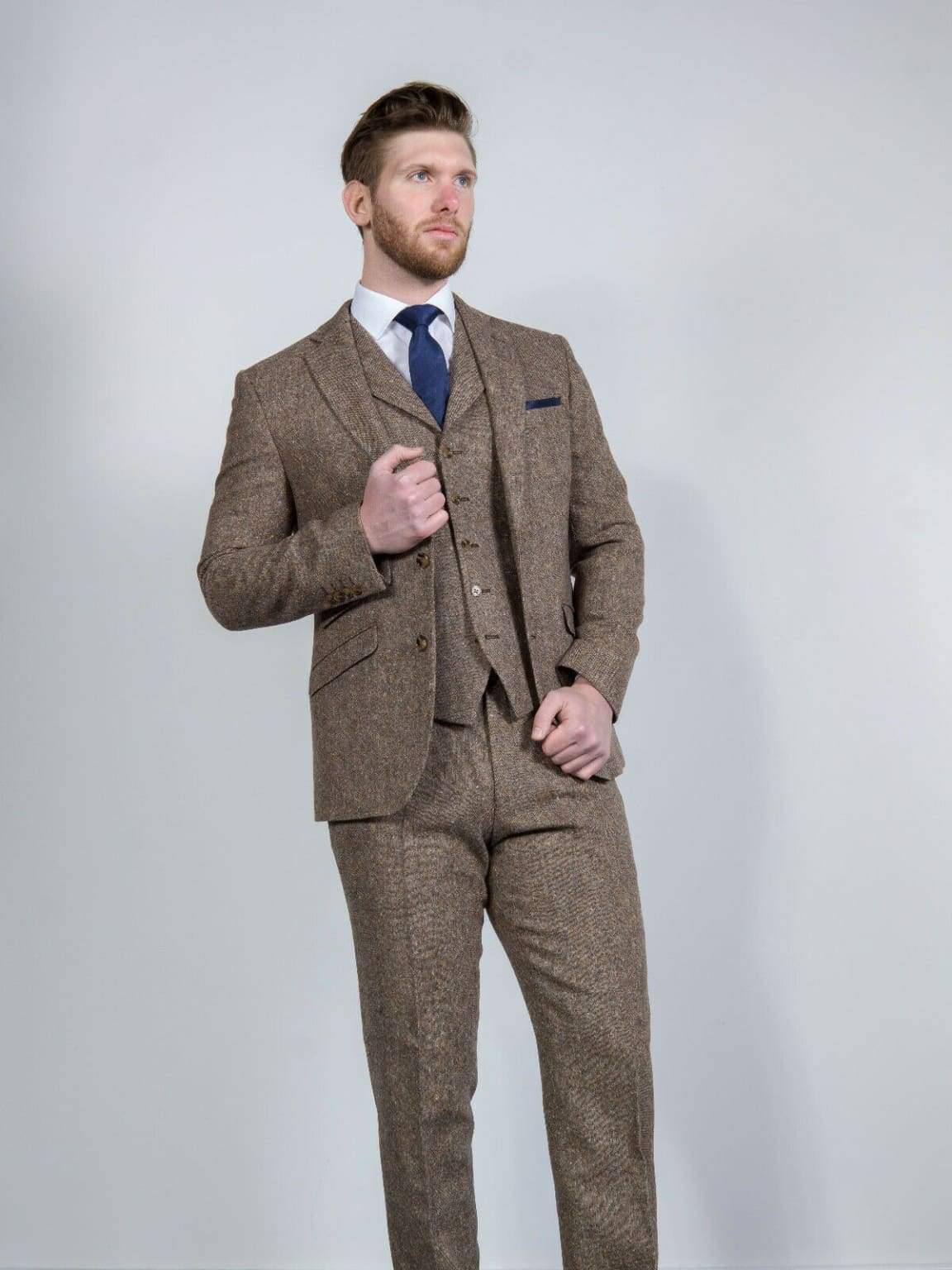 Torre Elton Tweed 100% Wool Mens Brown Donegal Tweed Jacket - Suit & Tailoring