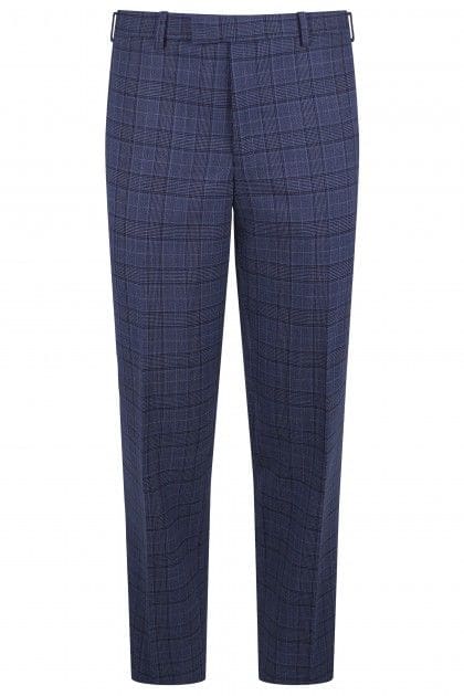 Torre Graf Blue Check Men’s Trouser - 32S - Suit & Tailoring