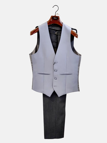 Torre Men’s Modern Grey Single Breasted Royal Ascot Waistcoat - Suit & Tailoring