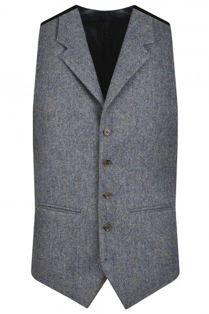 Torre Meril Blue Plain Men’s Waistcoat - Suit & Tailoring