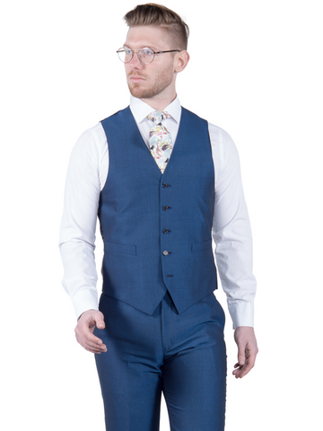 Torre Royal Blue Mohair Waistcoat - Suit & Tailoring