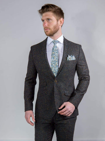 Torre Tweed 100% Wool Mens Grey Donegal Tweed Jacket - Suit & Tailoring