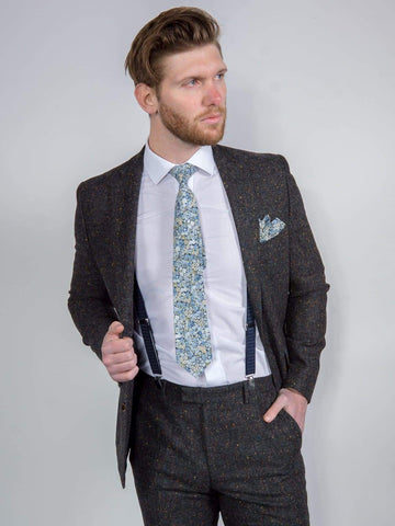 Torre Tweed 100% Wool Mens Grey Donegal Tweed Jacket - Suit & Tailoring