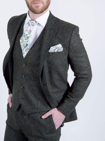 Torre Tweed 100% Wool Mens Green Donegal Tweed Jacket - Suit & Tailoring