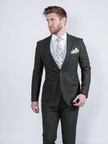 Torre Tweed 100% Wool Mens Green Donegal Tweed Jacket - Suit & Tailoring