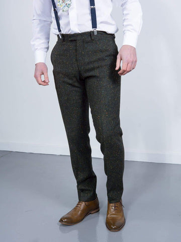 Torre Tweed Mens Grey Donegal Tweed Trousers - Suit & Tailoring